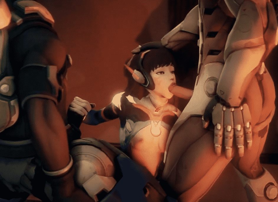 D.VA playing with 2 cocks - threesome overwatch porn movie