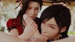 Final Fantasy 7 Tifa dan Aeris Gainsborough Blowjob